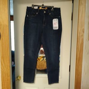 New Seven7 Dark Blue Tummy Less High Rise Skinny Jeans Size Women's 16